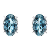 14K White Natural Sky Blue Topaz Earrings